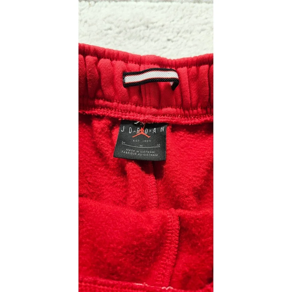 Jordan Essentials Mens Fleece Jogger Pants Red Jumpman Sweatpants Medium